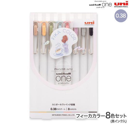 Uni-ball One FIKA Color 0.38mm Gel Pen – 8 Color Set
