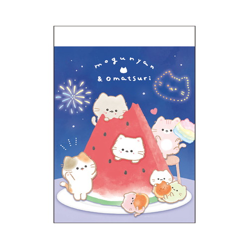 Kamio Japan Mognyan Mini Memo – Watermelon Fireworks Edition