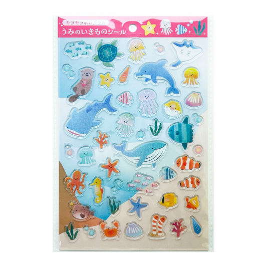 NEW! Japanese Hologram Sticker Sheet - Sea Creatures