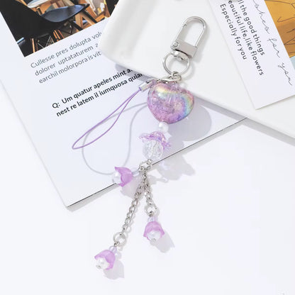 NEW! Keychain - Crystal Heart Bell Charm