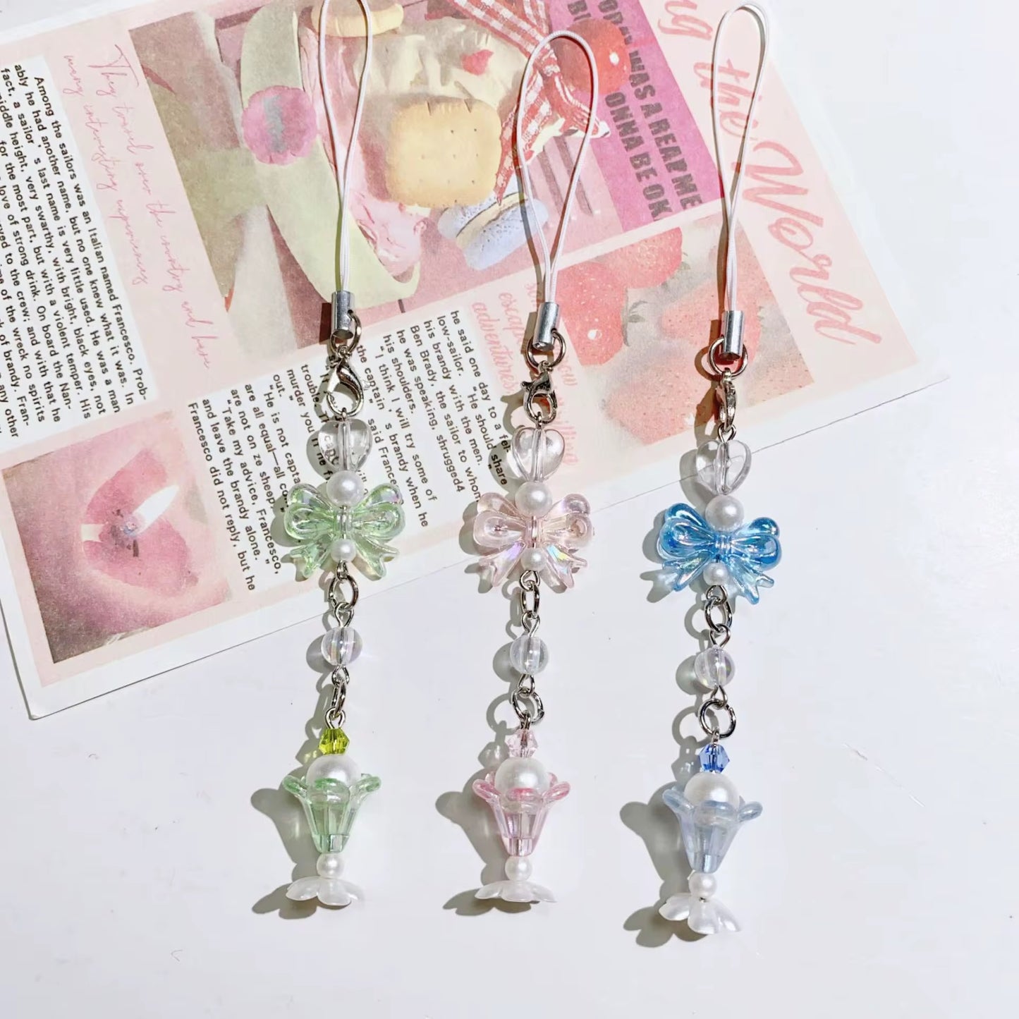 NEW! Phone Charms - Pastel Pearl Bow Sundae