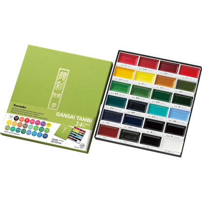 Kuretake Gansai Tambi Traditional Japanese Watercolor - Set of 24 Colours
