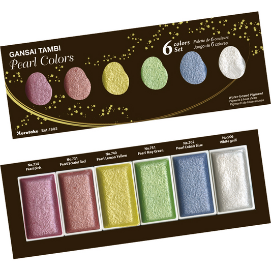 Kuretake Gansai Tambi – Pearl Colors 6-Color Watercolor Set