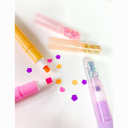 Stamp Highlighter Glitter Pen Set  3-in-1 Colorful Creativity