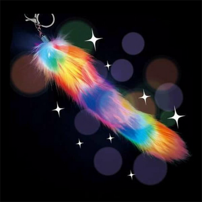 PRE-ORDER! Keychain - Fluffy Glowing Rainbow Tail Charm - 30cm