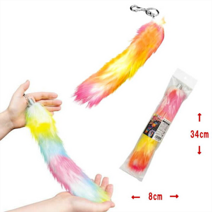 PRE-ORDER! Keychain - Fluffy Glowing Rainbow Tail Charm - 30cm