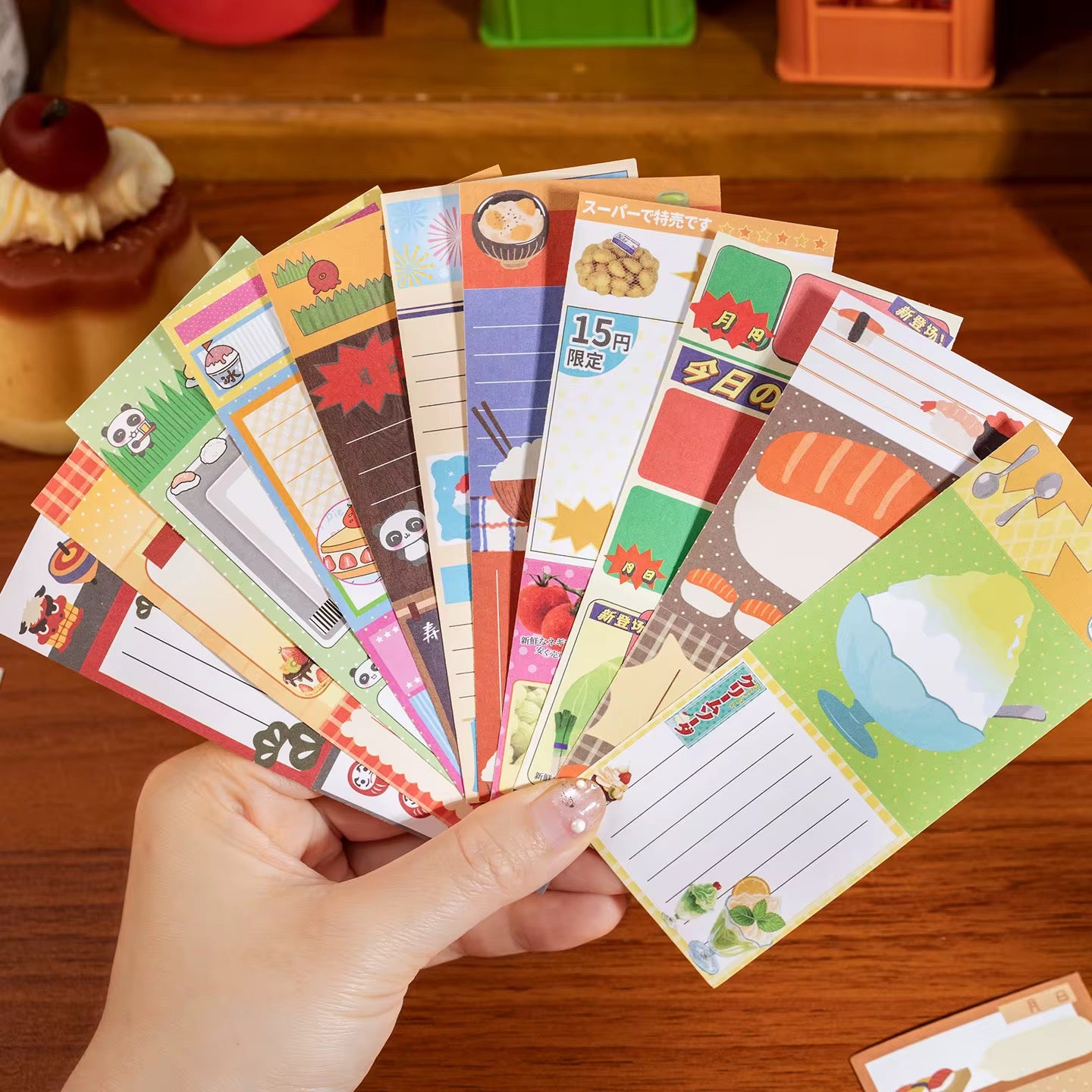 Sticky Note - Memo Pad Sticker Decal - Japanese Retro Food Themed - 30 Pages