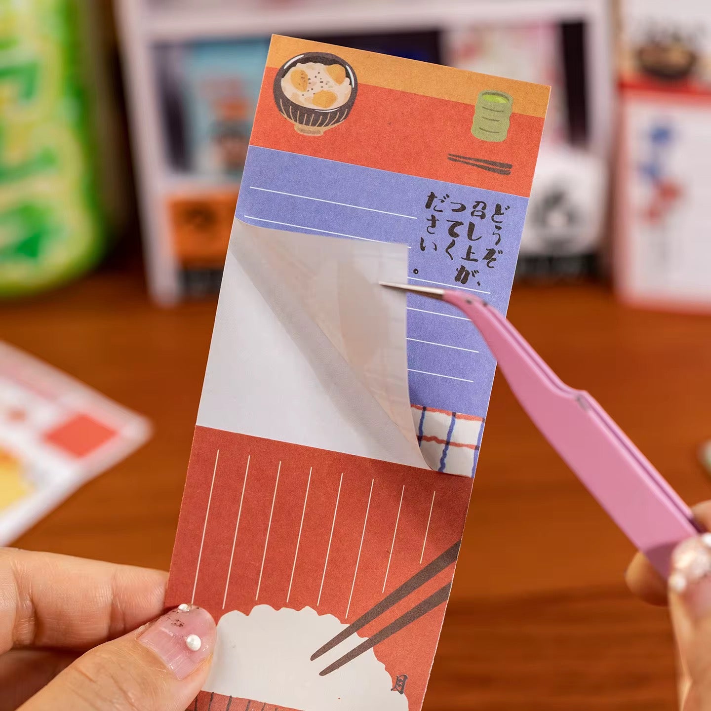 Sticky Note - Memo Pad Sticker Decal - Japanese Retro Food Themed - 30 Pages