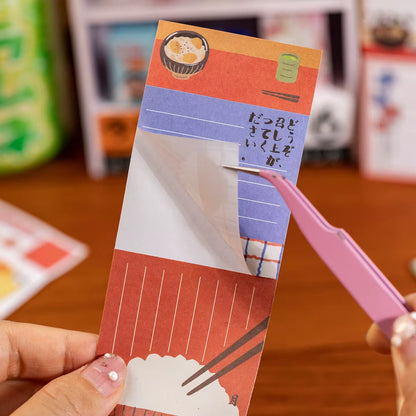 Sticky Note - Memo Pad Sticker Decal - Japanese Retro Food Themed - 30 Pages