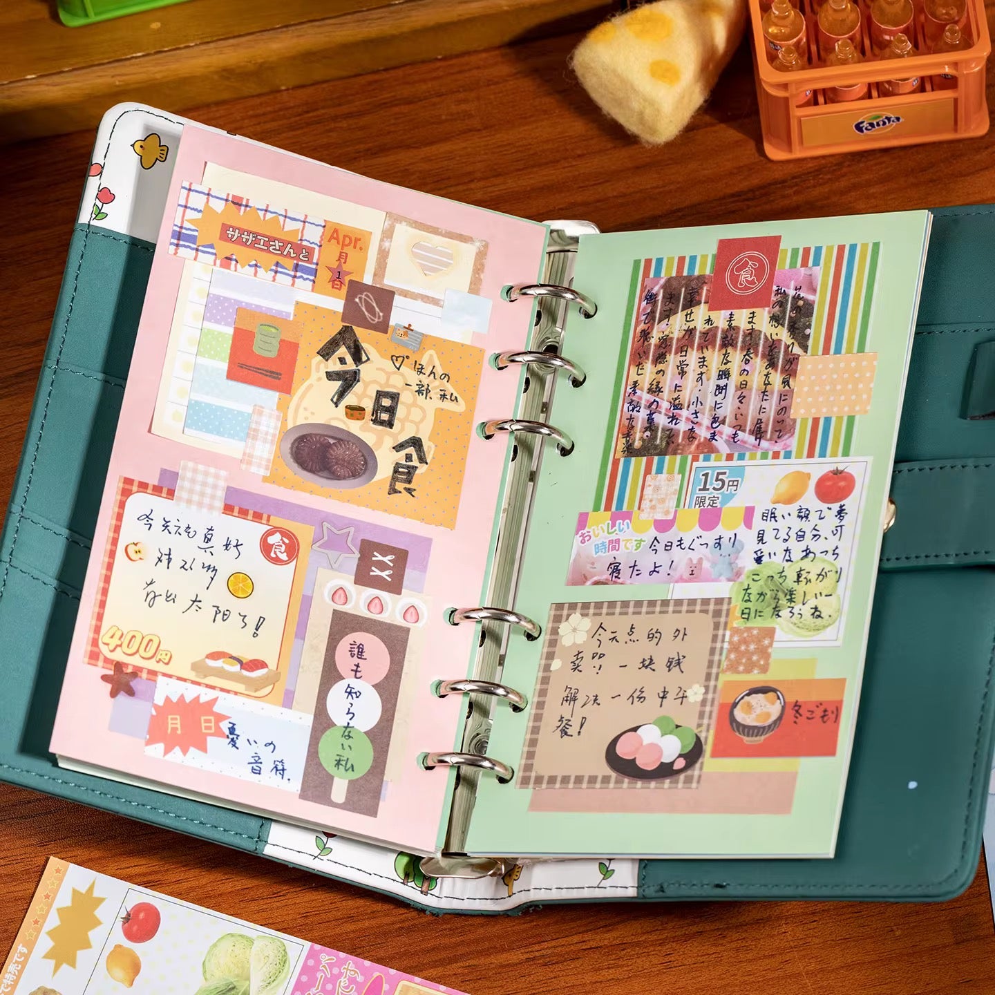 Sticky Note - Memo Pad Sticker Decal - Japanese Retro Food Themed - 30 Pages