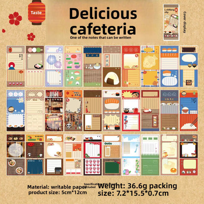 Sticky Note - Memo Pad Sticker Decal - Japanese Retro Food Themed - 30 Pages