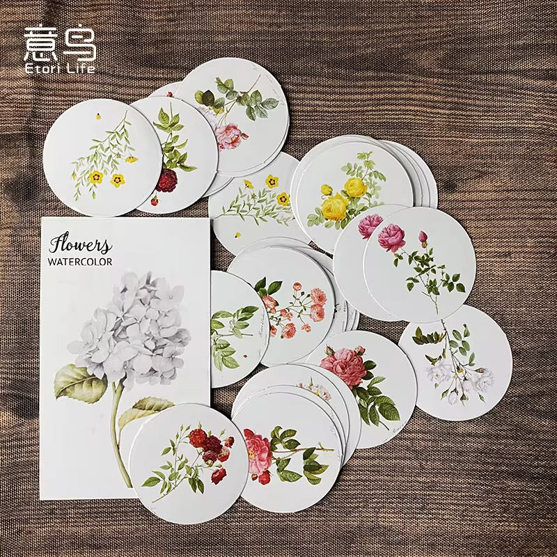 PRE-ORDER! Sticker Box - Flowers Watercolour - 45 Stickers