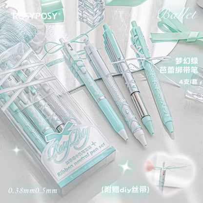 PRE-ORDER! Rosy Posy - Ribbon Neutral - 0.38 & 0.5 - Pen Set of 4