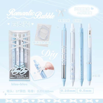 PRE-ORDER! Rosy Posy - Ribbon Neutral - 0.38 & 0.5 - Pen Set of 4