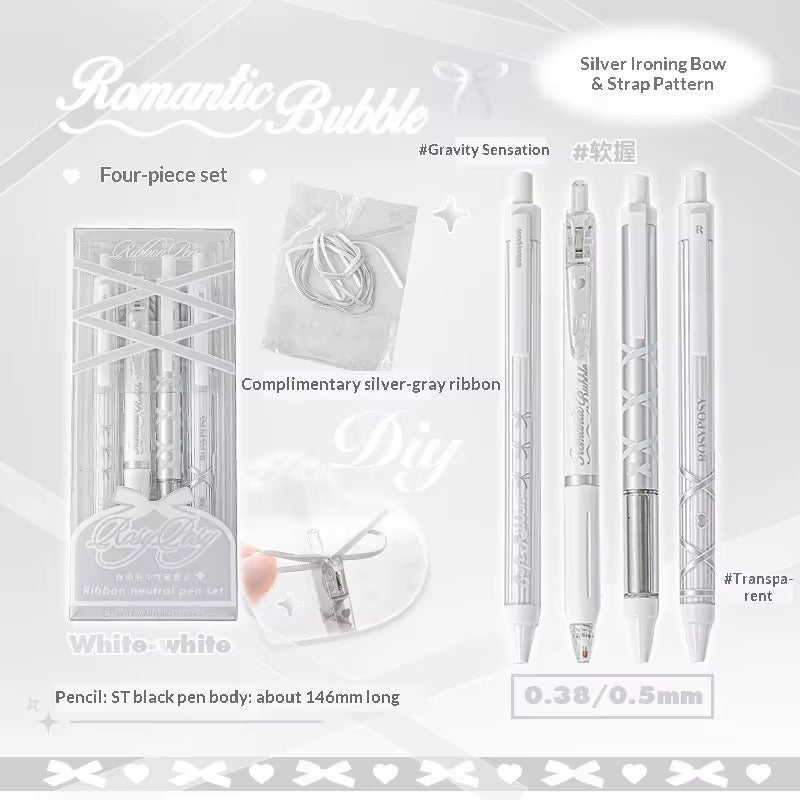 PRE-ORDER! Rosy Posy - Ribbon Neutral - 0.38 & 0.5 - Pen Set of 4
