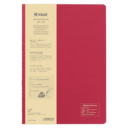 PRE-ORDER! Kleid Tiny - A5 Notebook - 2mm Grid - Red