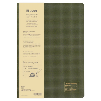 PRE-ORDER! Kleid Tiny - A5 Notebook - 2mm Grid - Olive