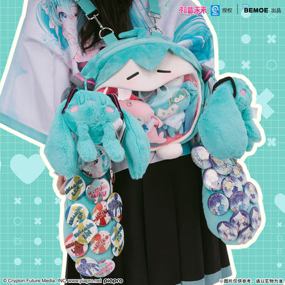 NEW! Hatsune Miku Face Plush Ita Bag - Official BEMOE Licensed - Large Backpack
