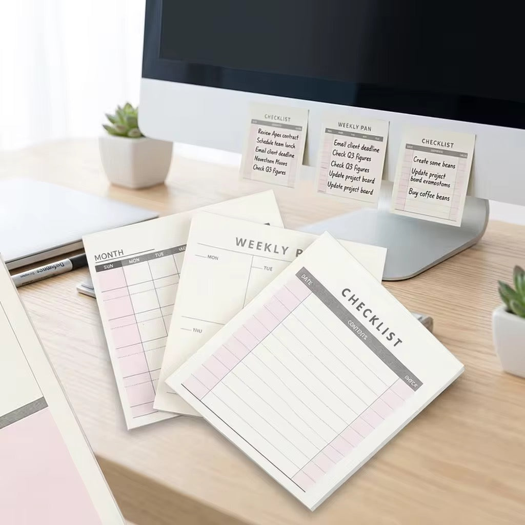 PRE-ORDER! Sticky Notes - Minimalist Planner Set - Monthly, Weekly & Checklist Memo Pads