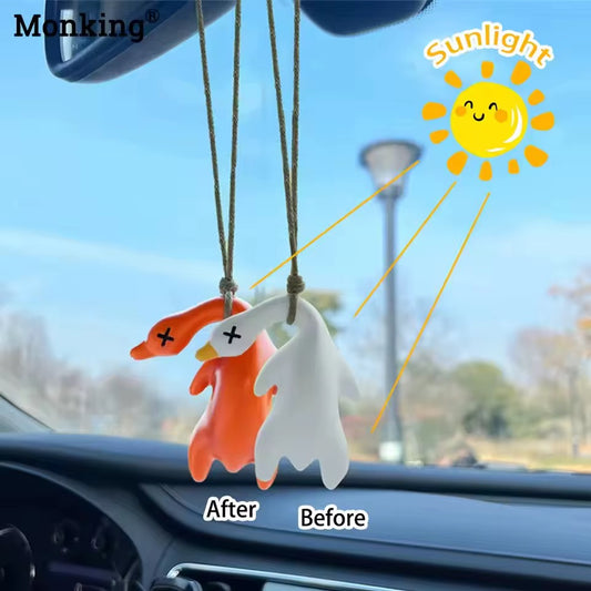 PRE-ORDER! Keychain - Colour Changing Goose Car Hanging Ornament - UV Reactive Duck Decor
