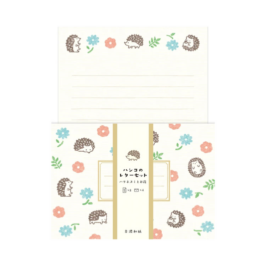 NEW! Furukawa Shiko - Mino Washi - Letter Set - Hedgehogs