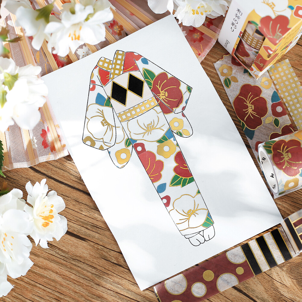 PRE-ORDER! BGM Washi Tape - Kimono Collection - Camellia