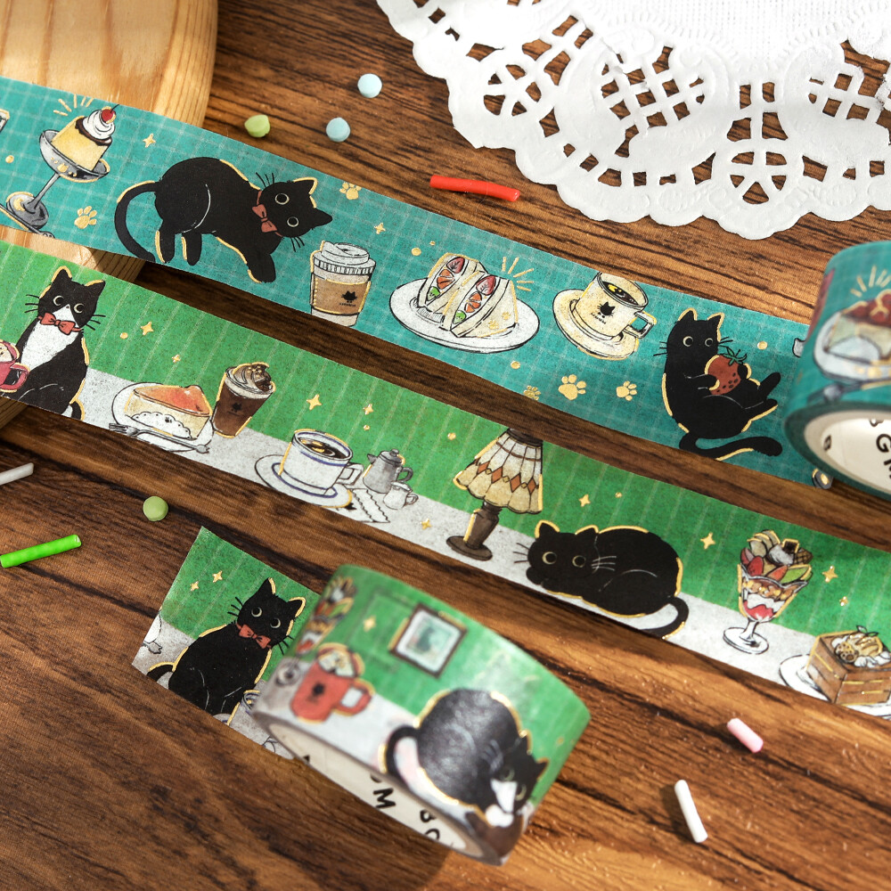 PRE-ORDER! BGM Washi Tape - Black Cat Café - Café Stroll