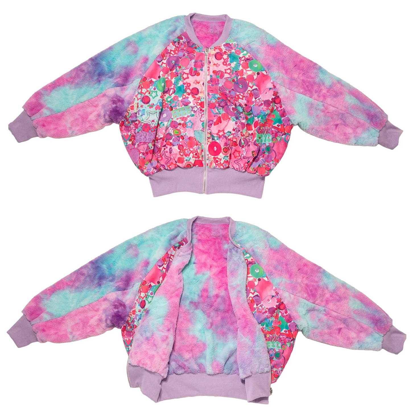 NEW! 6%DOKIDOKI - Reversible Boa Jacket / KAWAIITOPIA TOPIAPINK