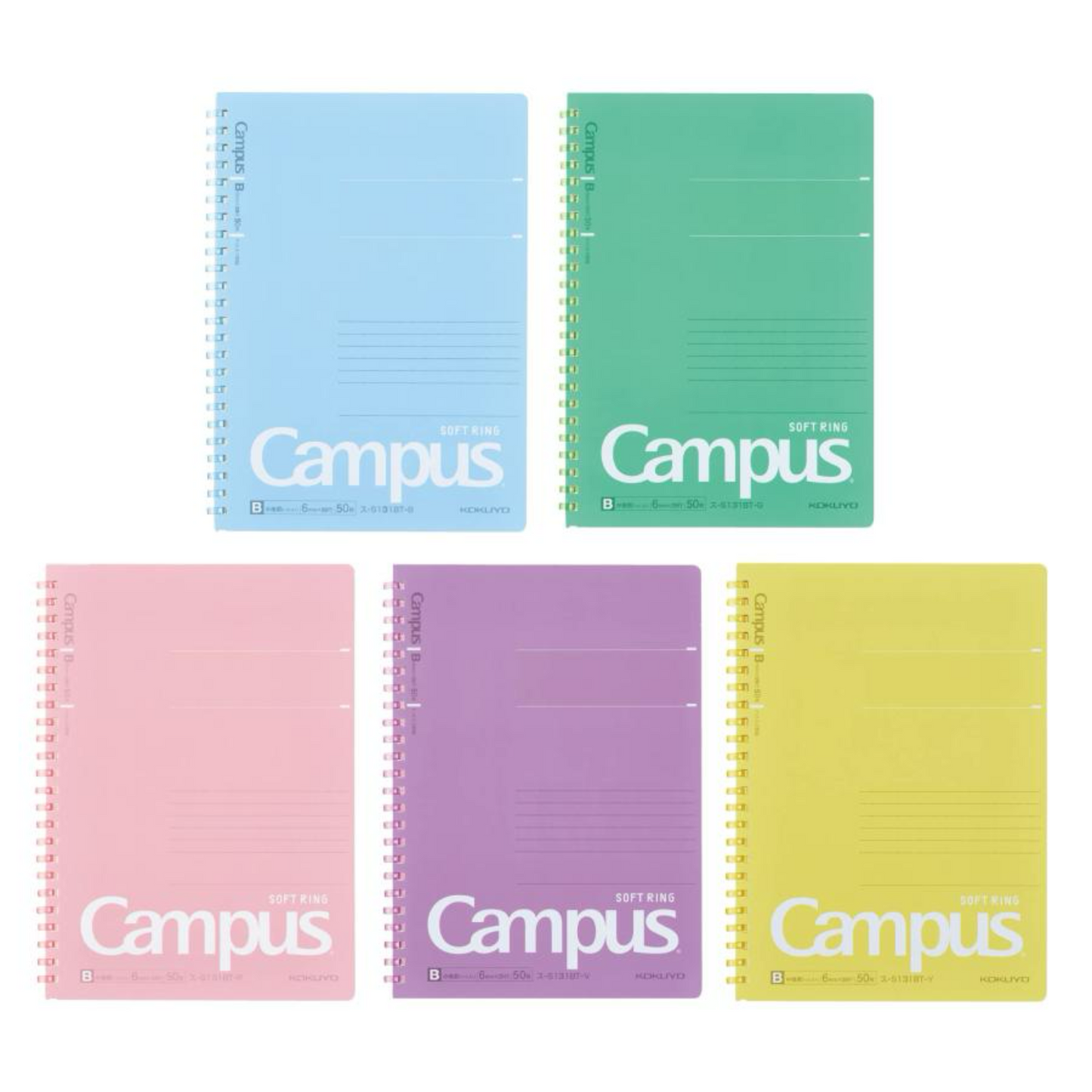 PRE-ORDER! Kokuyo Campus - A5 Soft Ring Notebook - B 6mm - Blue