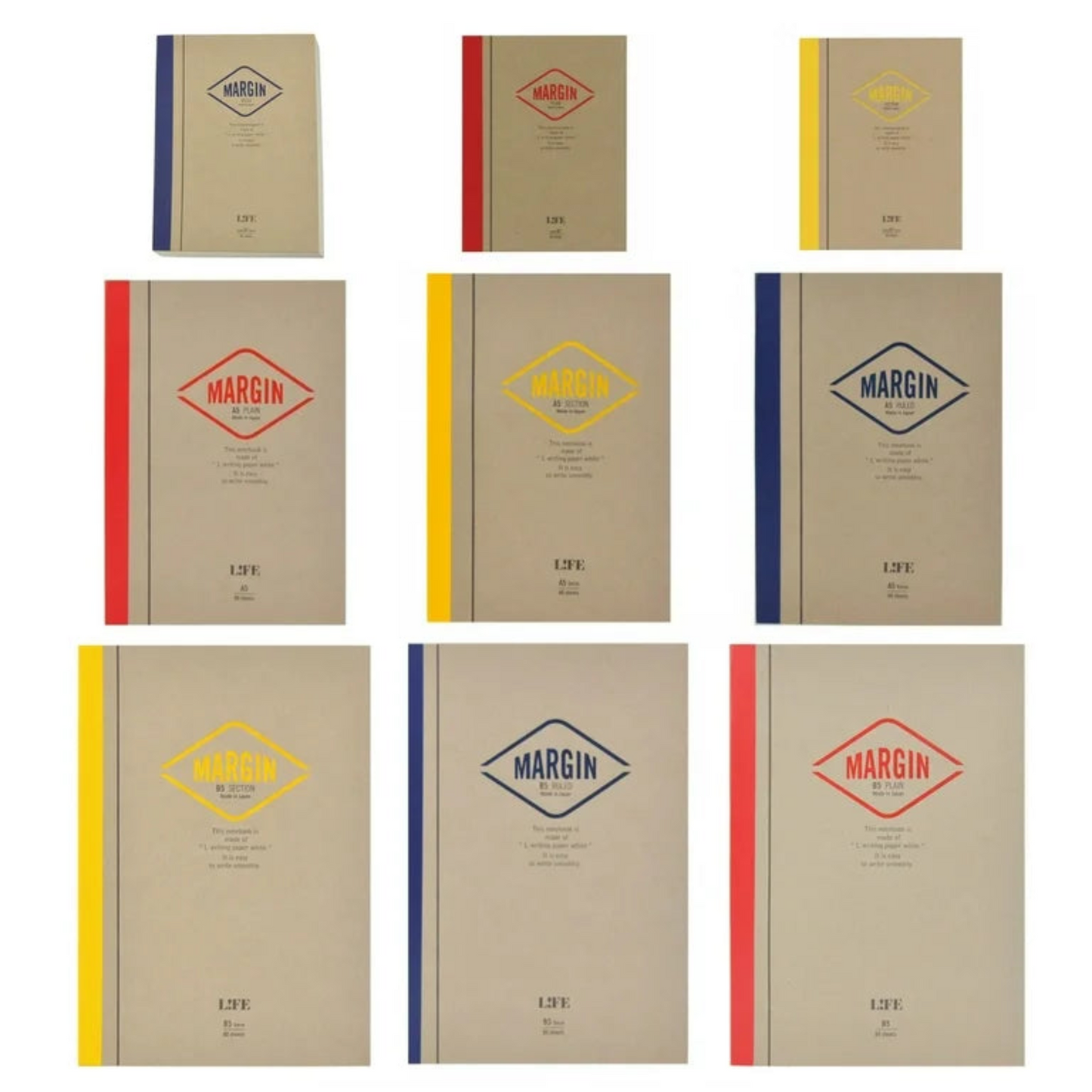 PRE-ORDER! Life Margin - B7 Notebook - 5mm Square - 80 Grid Sheets - Yellow N730