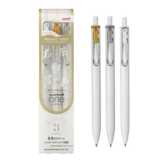 Stylo gel Uni-Ball One - 0,5 mm - Série Métallique