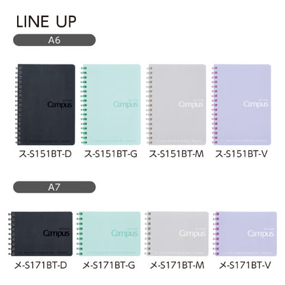 PRE-ORDER! Kokuyo Campus - A6 Soft Ring D-Shaped Notebook - 6mm B Dot Lined - 50 Sheets - Purple