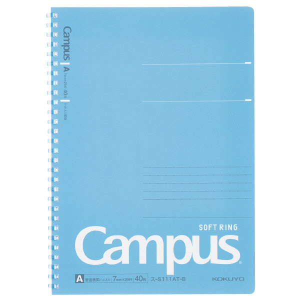 RESTOCK! Kokuyo Campus - B5 Soft Ring Notebook - A 7mm - Blue