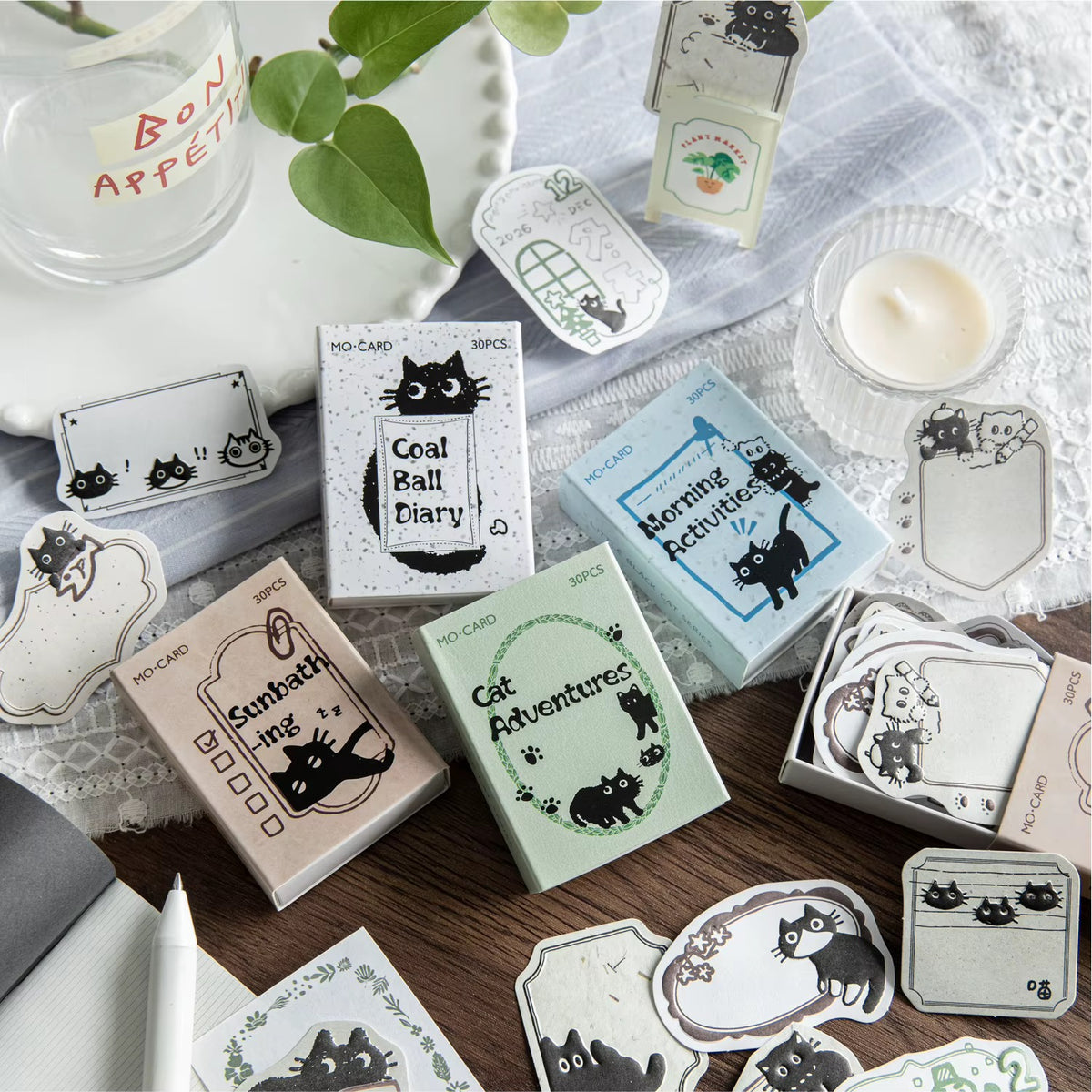 NEW! Sticker Box - Little Black Cat Series - 30 Stickers