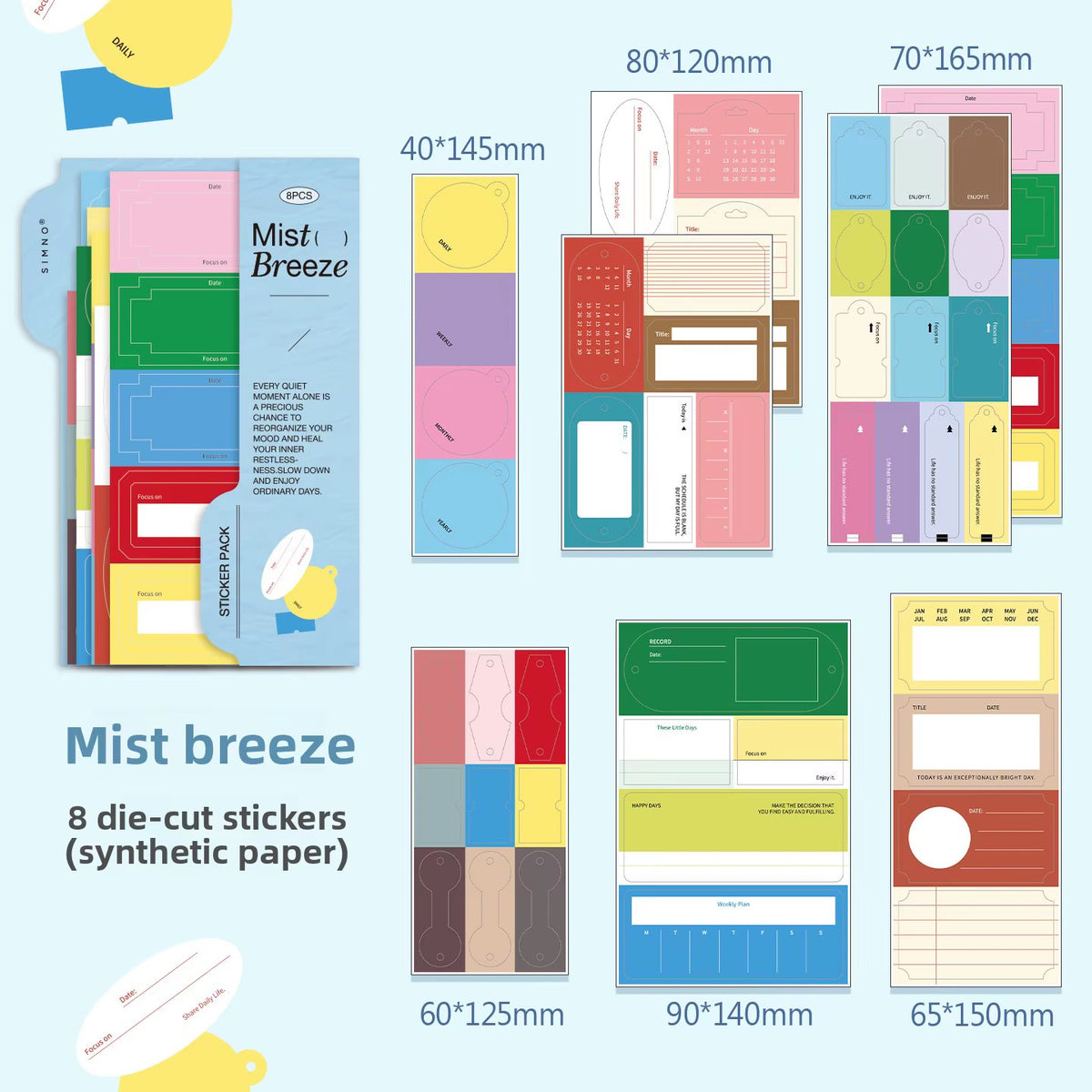 NEW! SIMNO - Sticker Pack Planner - Daytime Fragments