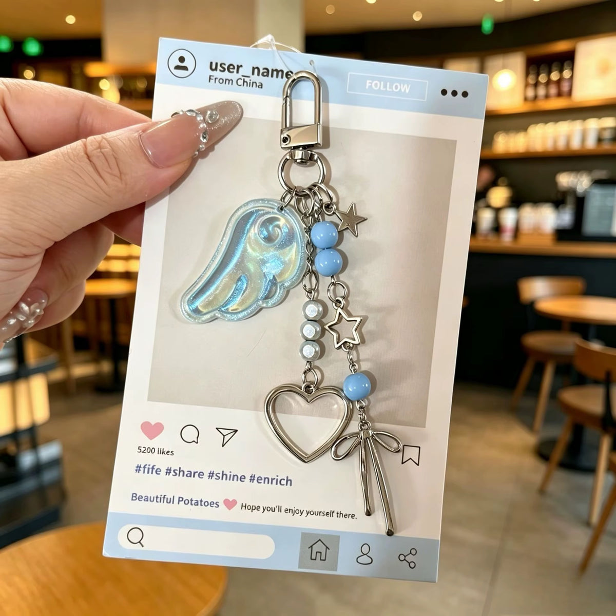 PRE-ORDER! Keychain - Coquette Series - Angel's Wing Trinket