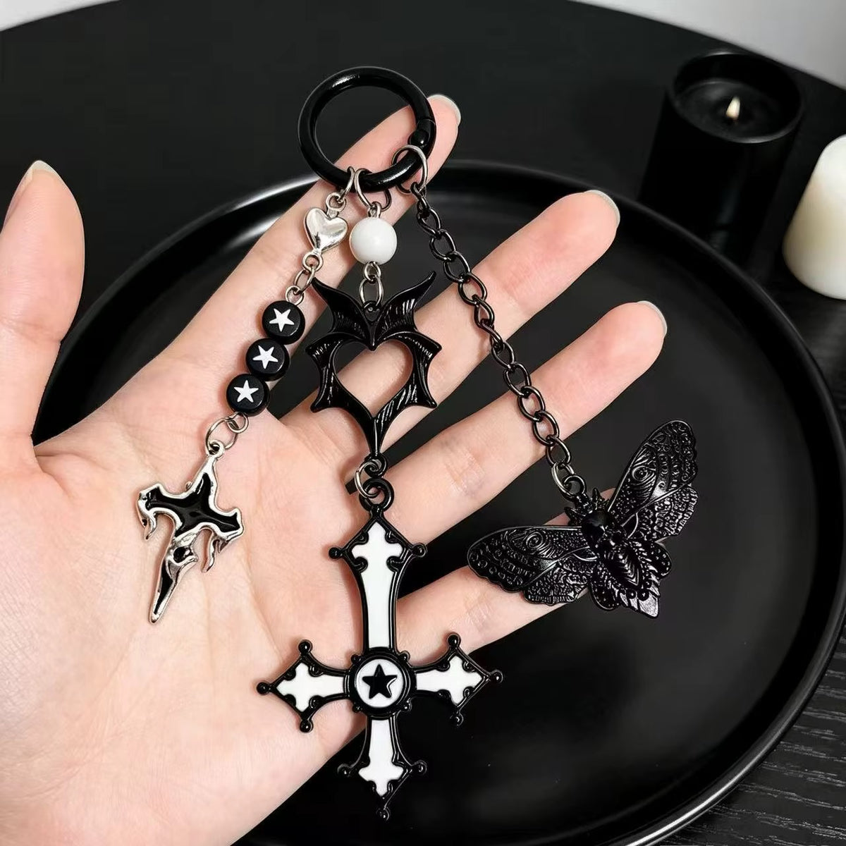 PRE-ORDER! Keychain - Gothic Series - Midnight Moth Cross