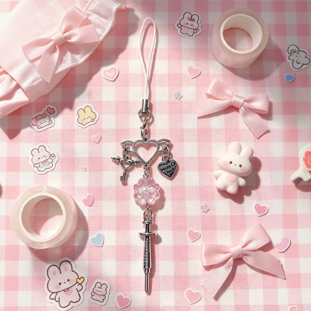 PRE-ORDER! Keychain - Cutiepie Series - Angel Heart Syringe Trinket