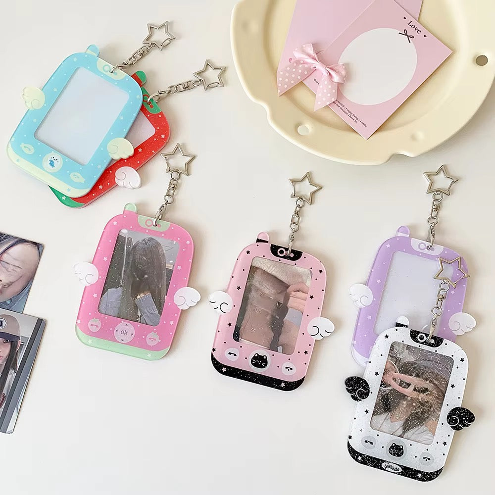 PRE-ORDER! Photocard Holder Keychain - Y2K Series - Pastel Winged Retro Phone Design