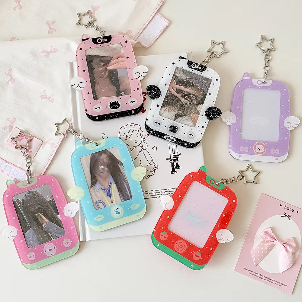 PRE-ORDER! Photocard Holder Keychain - Y2K Series - Pastel Winged Retro Phone Design