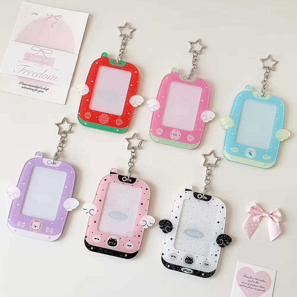 PRE-ORDER! Photocard Holder Keychain - Y2K Series - Pastel Winged Retro Phone Design