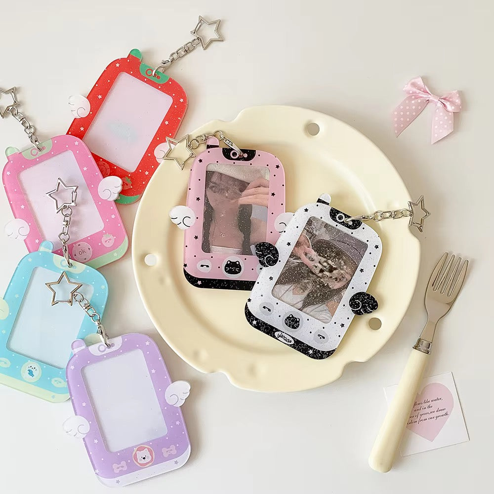 PRE-ORDER! Photocard Holder Keychain - Y2K Series - Pastel Winged Retro Phone Design
