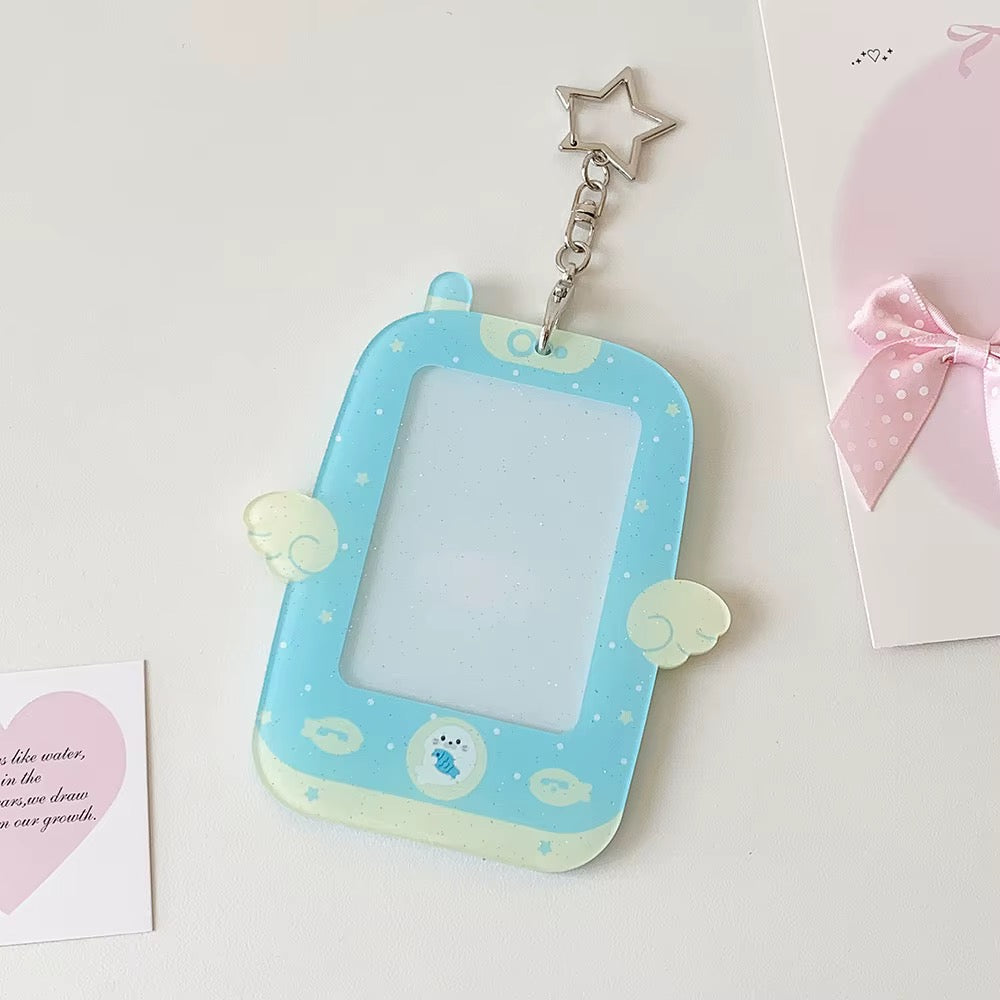 PRE-ORDER! Photocard Holder Keychain - Y2K Series - Pastel Winged Retro Phone Design