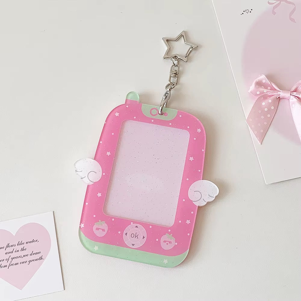PRE-ORDER! Photocard Holder Keychain - Y2K Series - Pastel Winged Retro Phone Design