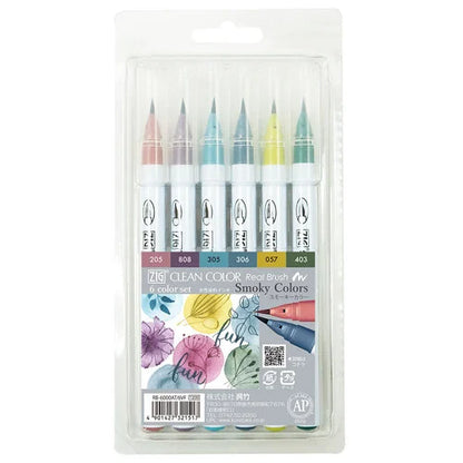 ZIG Kuretake Clean Color Real Brush - Smoky Colors Set of 6