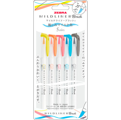 Zebra Mildliner Brush Friendly Mild - Set of 5