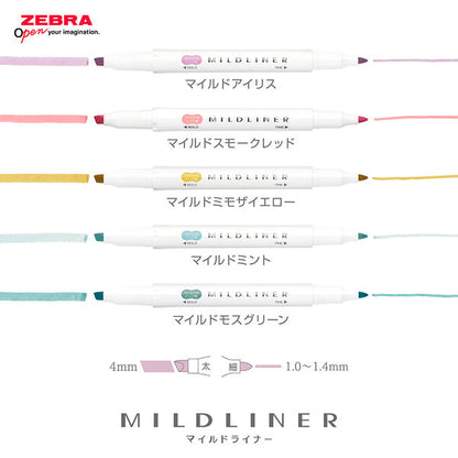 Zebra Mildliner Calm Couleur Douce - Lot de 5