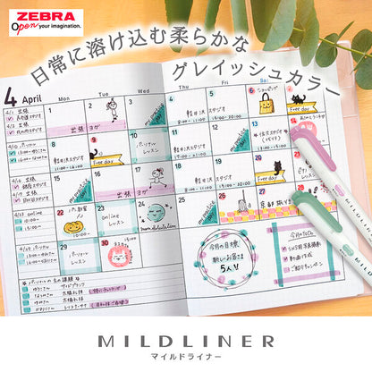 Zebra Mildliner Calm Couleur Douce - Lot de 5