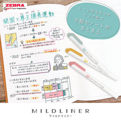 Zebra Mildliner Calm Couleur Douce - Lot de 5