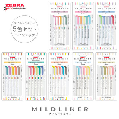 Zebra Mildliner Calm Couleur Douce - Lot de 5